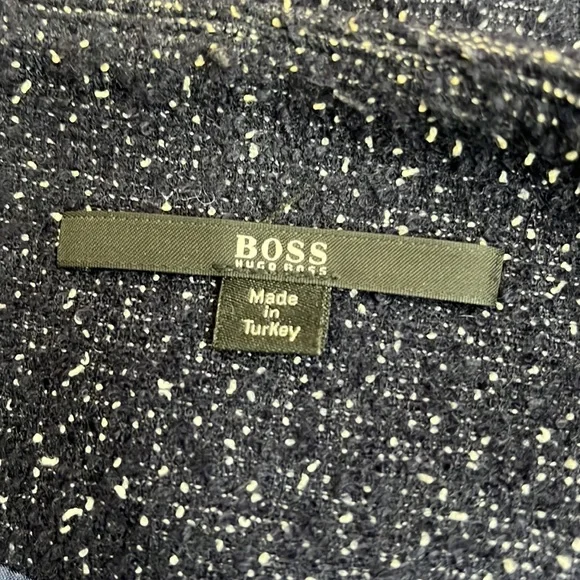 Hugo Boss Klera Tweed Wool Blue Asymmetrical Blazer Coat - Picture 5 of 9